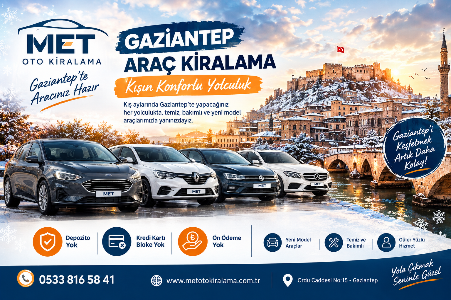 Kış Aylarında Gaziantep te Araç Kiralama Güvenli Yolculuk Rehberi